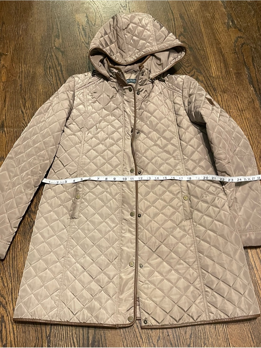 Ralph Lauren women’s Taupe Quilted Diamond-Pattern Puffer Jacket size L - Picture 10 of 13